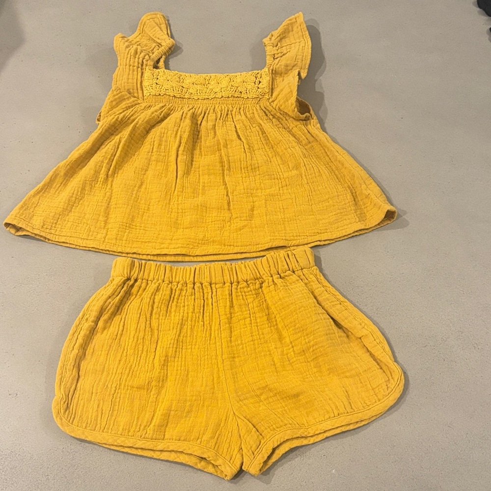 Next Ochre Yellow Crochet Trim Co-ord Set - Picture 4 of 7
